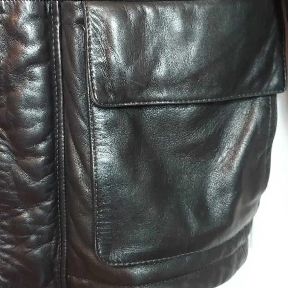 Hugo Boss Black Lambskin Leather Field Jacket 38R - Picture 3 of 16